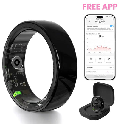 White Ceramic Smart Ring for Men & Women – IP68 Waterproof Health & Fitness Tracker, Sleep, Heart Rate, Stress & Cycle Monitor, Ios & Android Compatible, Charging Case Included