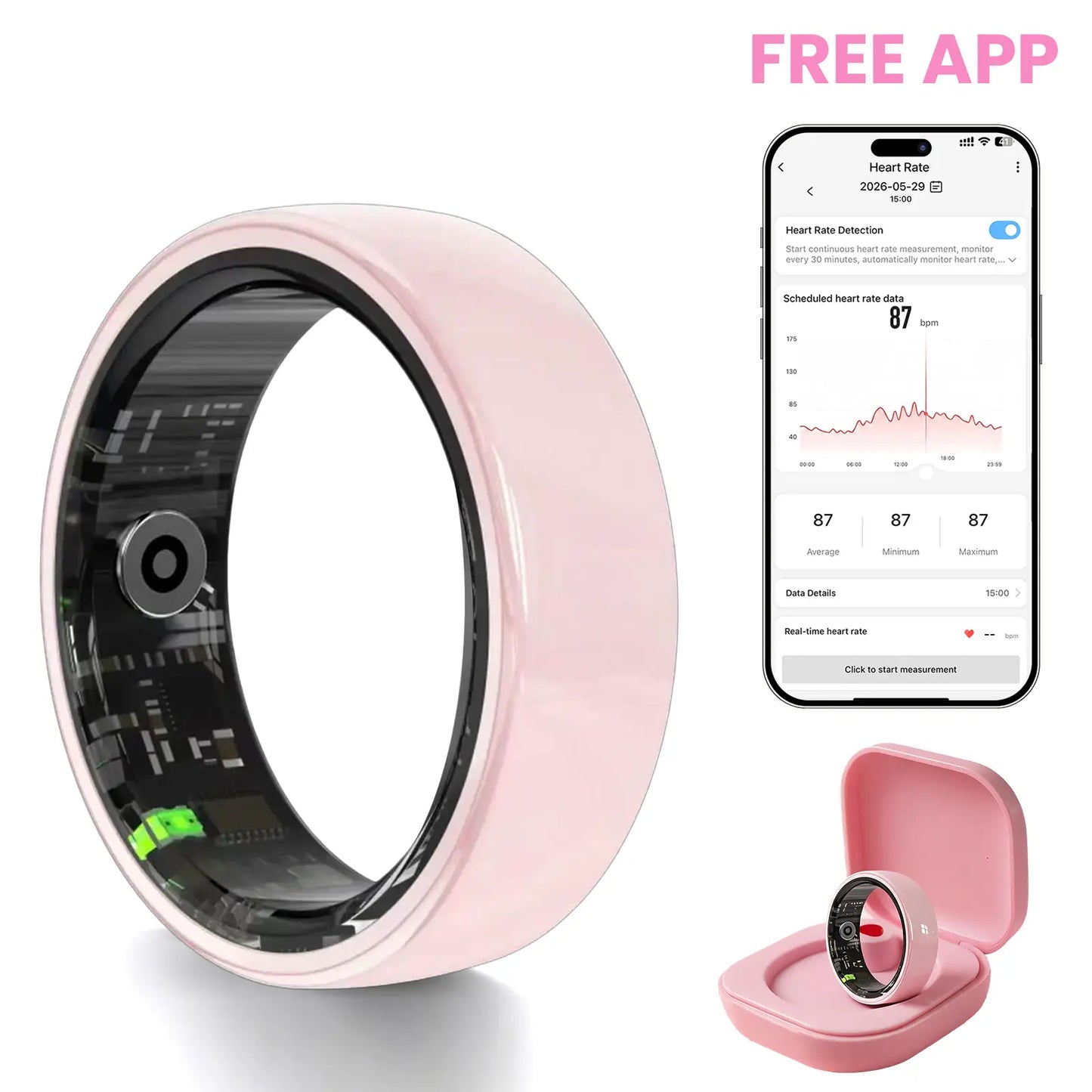 White Ceramic Smart Ring for Men & Women – IP68 Waterproof Health & Fitness Tracker, Sleep, Heart Rate, Stress & Cycle Monitor, Ios & Android Compatible, Charging Case Included