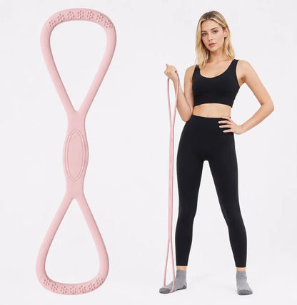 8-Character Resistance Band with Handles - Portable Fitness Accessory for Shoulder Mobility and Back Conditioning