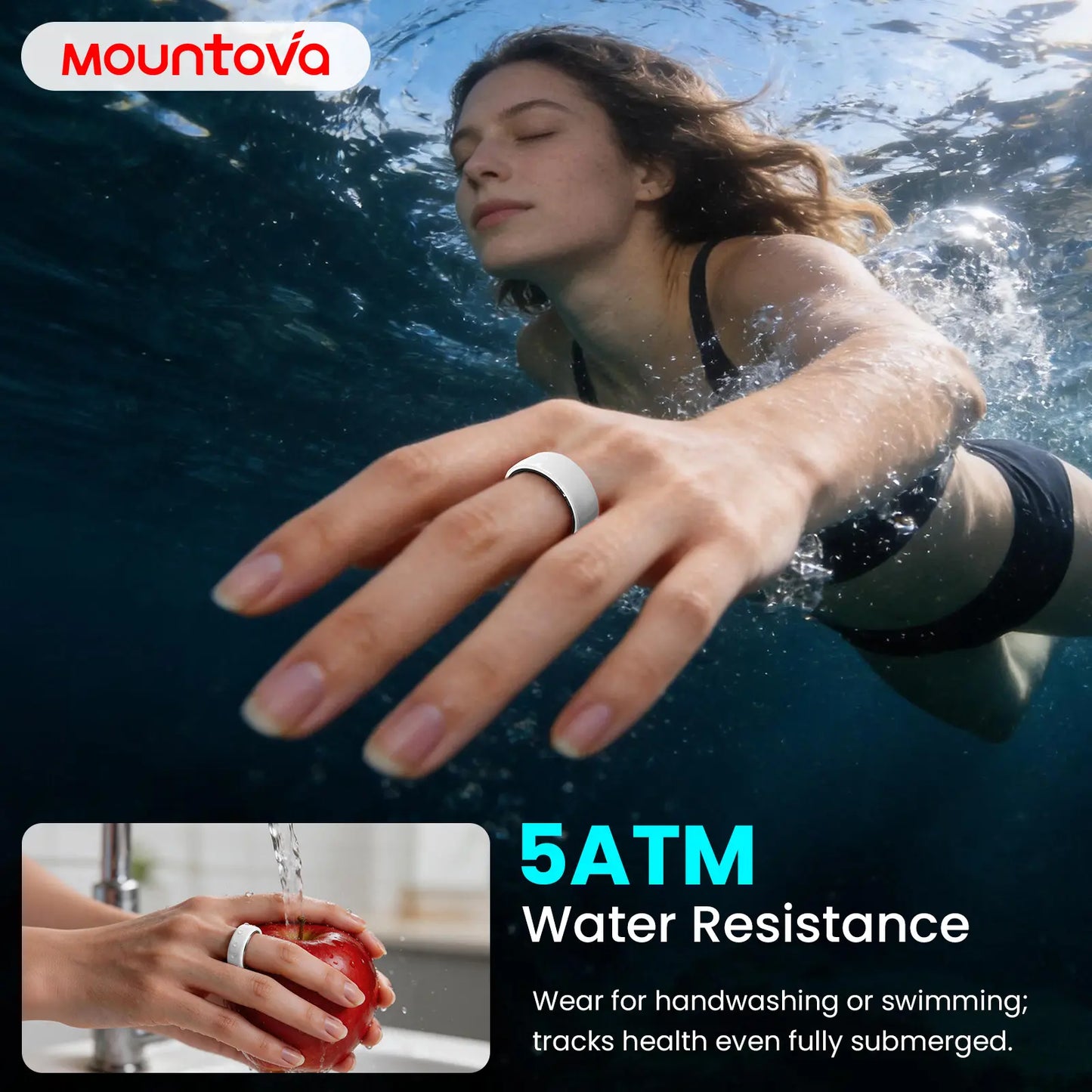 White Ceramic Smart Ring for Men & Women – IP68 Waterproof Health & Fitness Tracker, Sleep, Heart Rate, Stress & Cycle Monitor, Ios & Android Compatible, Charging Case Included
