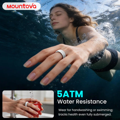 White Ceramic Smart Ring for Men & Women – IP68 Waterproof Health & Fitness Tracker, Sleep, Heart Rate, Stress & Cycle Monitor, Ios & Android Compatible, Charging Case Included