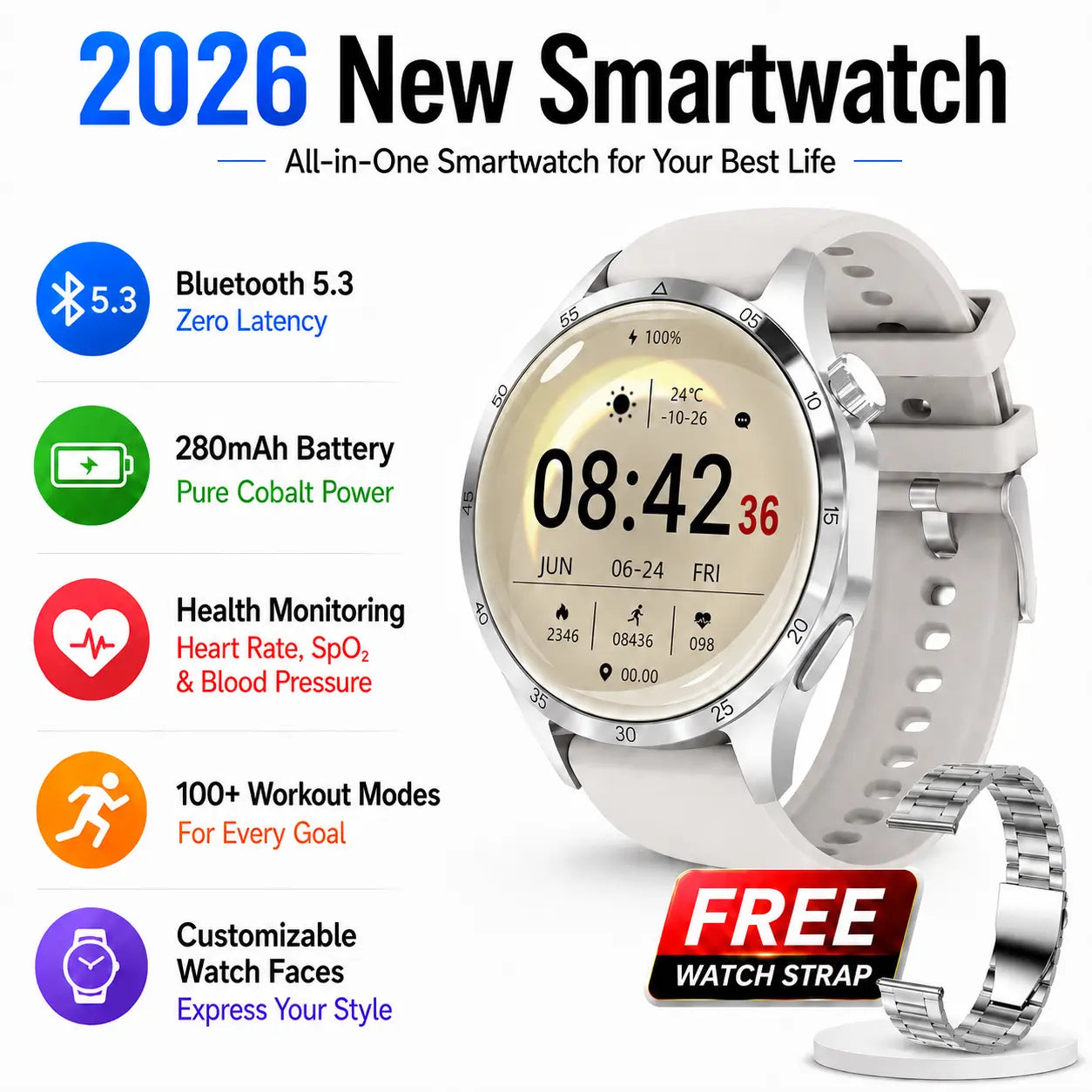 Aetow Men’S Wearable Wireless Smart Watch – Universal Smartwatch for Smart & Wearable Devices, Bluetooth 5.3 HD Calling, IP67 Water Resistance, Fitness Tracking, Heart Rate & Sleep Monitoring, Multiple Sport Modes, Message Alerts, Custom Faces